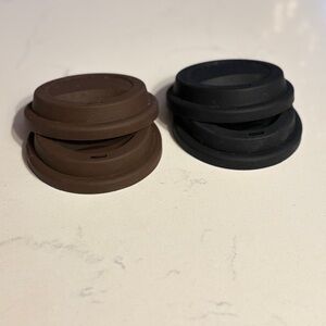 4 Pack Silicone Mug Lids Brown and Black Reusable Drinking Flexible Cup Covers